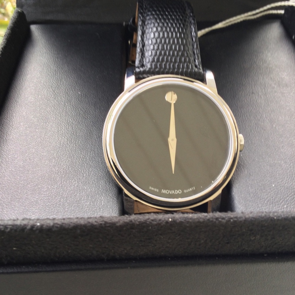 Movado Black and Silver Men's Watch